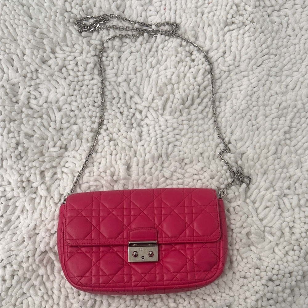 Dior Pink Quilted Crossbody Bag with Chain